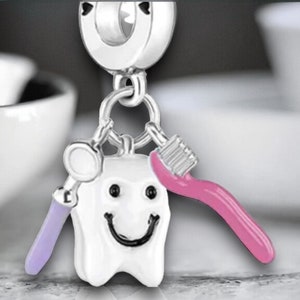 Fada do dente crianças fada dente dentes dental dinheiro dentista escova de dentes creme dental charme prata 925 prata esterlina pulseira pingente charme pulseira