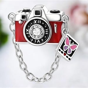 Camera Lens SLR Camera Photography Art Charm Silver 925 Sterling Silver Bracelet Pendant Charm Bracelet