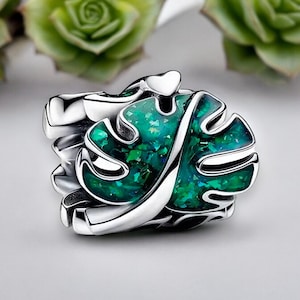 Spacer Stopper Blatt Pflanze Blume Ahornblatt Frühling Zubehör Dangle Charm Anhänger 925 Sterling Silber