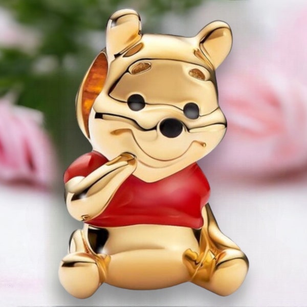 Piglet Tigger Friends Winnie the Pooh Golden Bear Bear Teddy Gold 925 Sterling Silver Pendant Keychain Jewelry Chain Ring