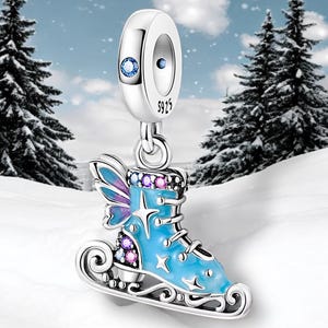 Charm 925 Sterling Silver Ice Skates Ice Skating Ballerina Ice Rink Disco Music Ice Dancing Shoes Pendant Keychain Jewelry