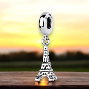 Tour Eiffel Paris France Arc de Triomphe Souvenirs de vacances Idée cadeau Charm Pendentif en argent sterling 925 Porte-clés Argent 925