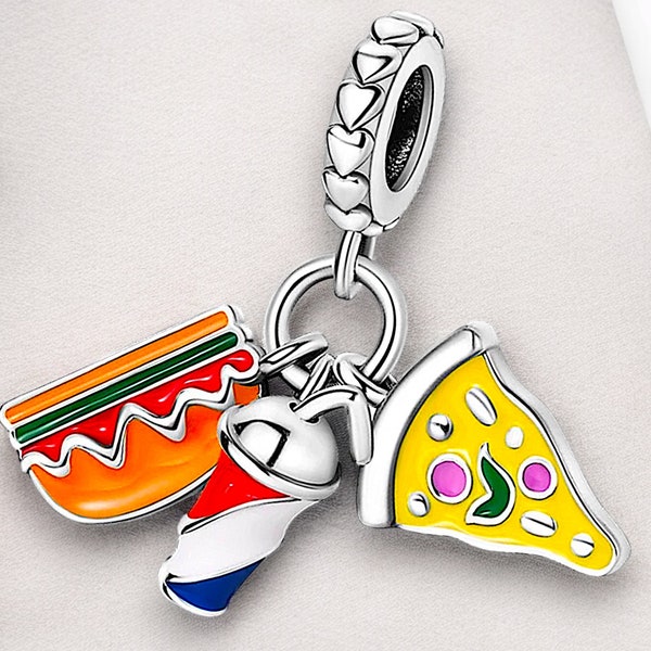 Restauration rapide, hot dog, bockwurst, pizza, italie, nourriture, snack, accessoires de restauration rapide, pendentif, porte-clés, bijoux, anneau