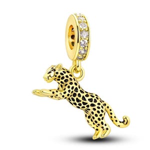 Portachiavi con ciondolo in argento sterling 925, a forma di ghepardo, puma, leopardo, gatto, tigre, leone, grande felino, anello, catena