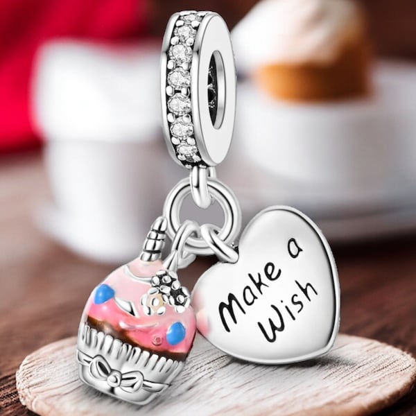 Kuchen Torte Gebäck Bäcker Cupkake Süßwaren Muffin Macaron Charm Silber 925 Sterlingsilber Armband Anhänger Bettelarmband