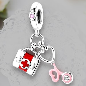 Doctor Emergency Doctor Koffer Dokterskoffer Stethoscoop Paramedicus Accessoires Charme 925 Sterling Zilveren Hanger Sleutelhanger Sieraden Kettingring