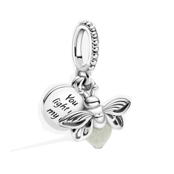 Light Bulb Lightbulb Firefly Luminous Light Up Your Life Firefly Firefly Beetle Nature Pendant Pandora Jewelry Necklace Ring