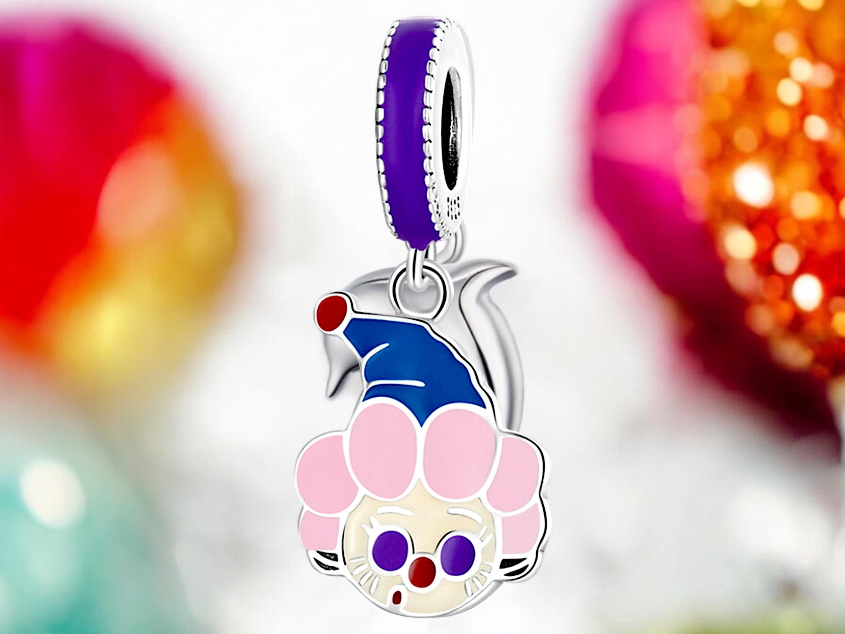 Clown joker comedian carousel circus charm 925 Sterling Silver rings pendant keychain jewelry chain ring