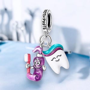Fada do dente crianças fada dente dentes dentista escova de dentes dentaduras charme prata 925 prata esterlina pulseira pingente charme pulseira