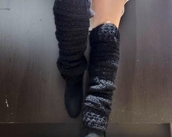 Crochet The Nile, long and slouchy leg warmers or ankle boot cuffs made with premium alpaca yarn for warmth and style