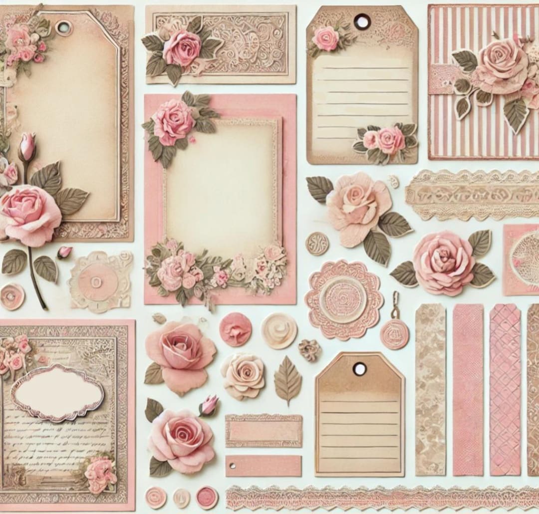Printable Rose Blush Scrapbook Page Digital Download - Etsy