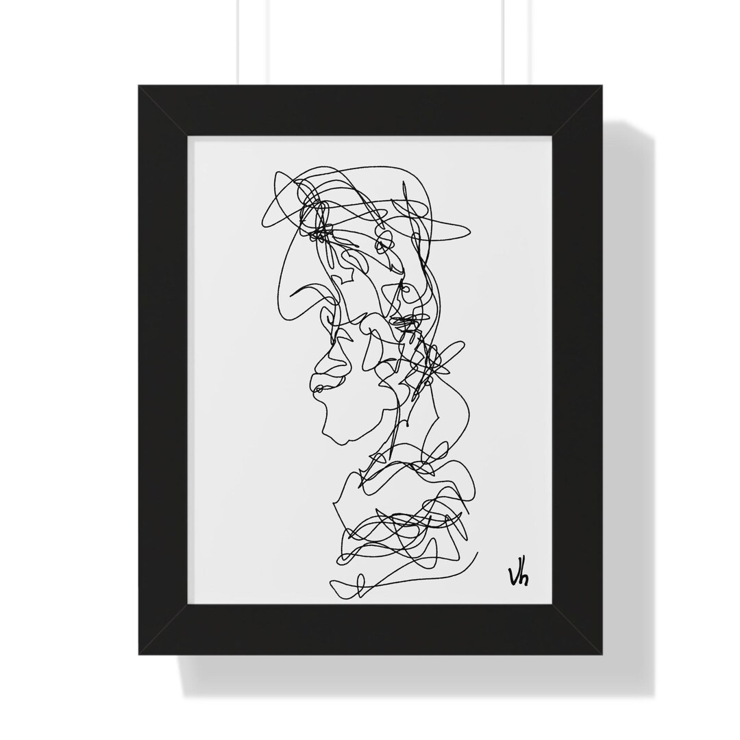 Dueling Faces Line Art Print, Framed Portrait Poster - Etsy