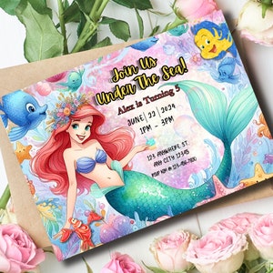 Disney Princess The Little Mermaid Digital Birthday Invitation | Customizable Template | Instant Download