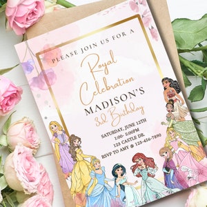 Disney Princess Digital Birthday Invitation | Customizable Template | Instant Download