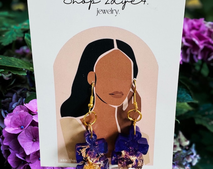 Violet Puzzle Piece ll  Dangles