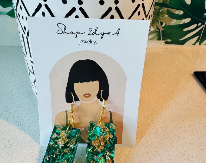 Emerald Radiance Rectangle Earrings