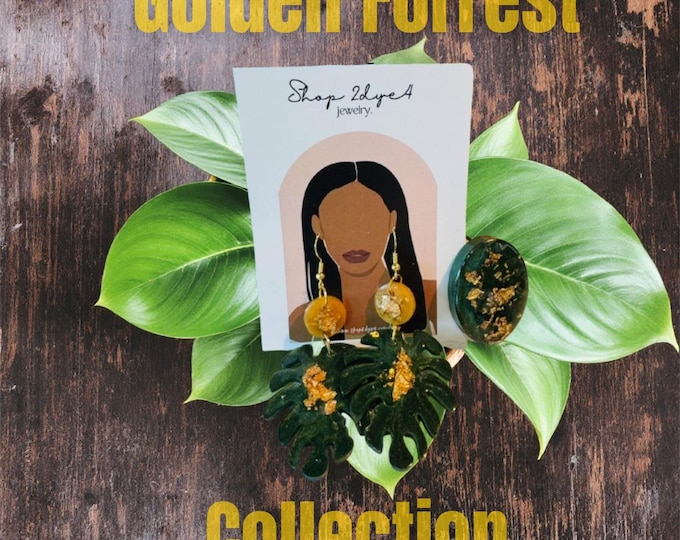 Golden Forrest Monstera ll Earrings