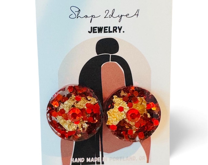 Ruby Flame ll Glitter Studs