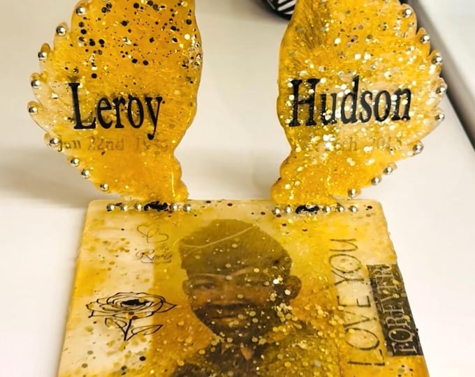 Custom Angel Wings Memorial l Resin Plaque