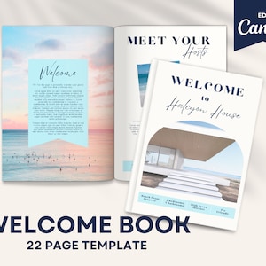 Airbnb Welcome Book Template, Digital Airbnb Welcome Book, Modern Beach House Rental Airbnb Template, Real Estate Rental Canva Template