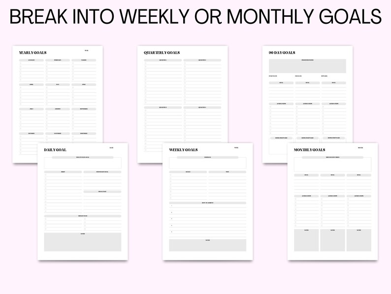 Printable Goal Planner Bundle, Goodnotes Goal Planner, Daily Weekly ...