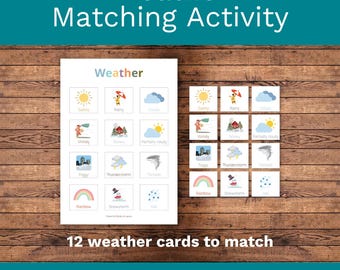 Weather Matching Activity: Montessori Printable for Preschool & Kindergarten (Digital Download)