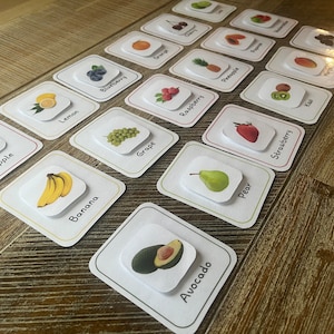 Fruits Flash Cards Fruits Matching Activity Montessori Printable Flashcards Toy for Kids Printable Fruit Card Travel Toy Car Toy For Todder