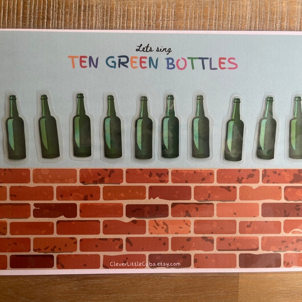 Ten green bottles counting song counting activity preschool montessori counting toy toddler mathematics printable counting homeshool toy pdf