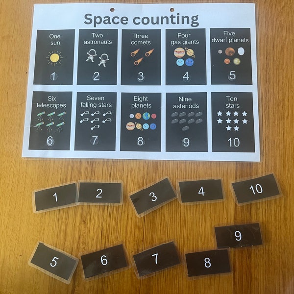 Space Counting Activity Montessori Toy  Toddler Busy Book Solar System Activity Printable Space Activity Sheet Planets Gift for Kids Gift