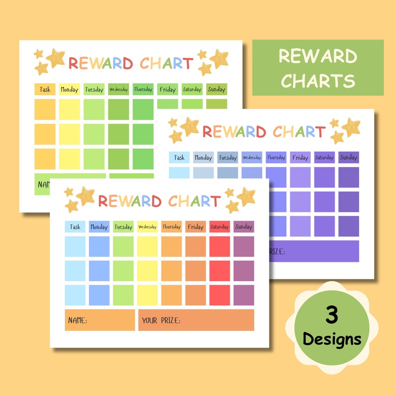 Toddler Reward Chart, Printable Star Behavior Chart, Daily Chore Chart ...