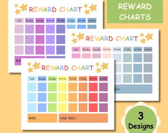 Rainbow Star Reward Chart, Behavior Chart for Kids, Toddler Chore Chart ...