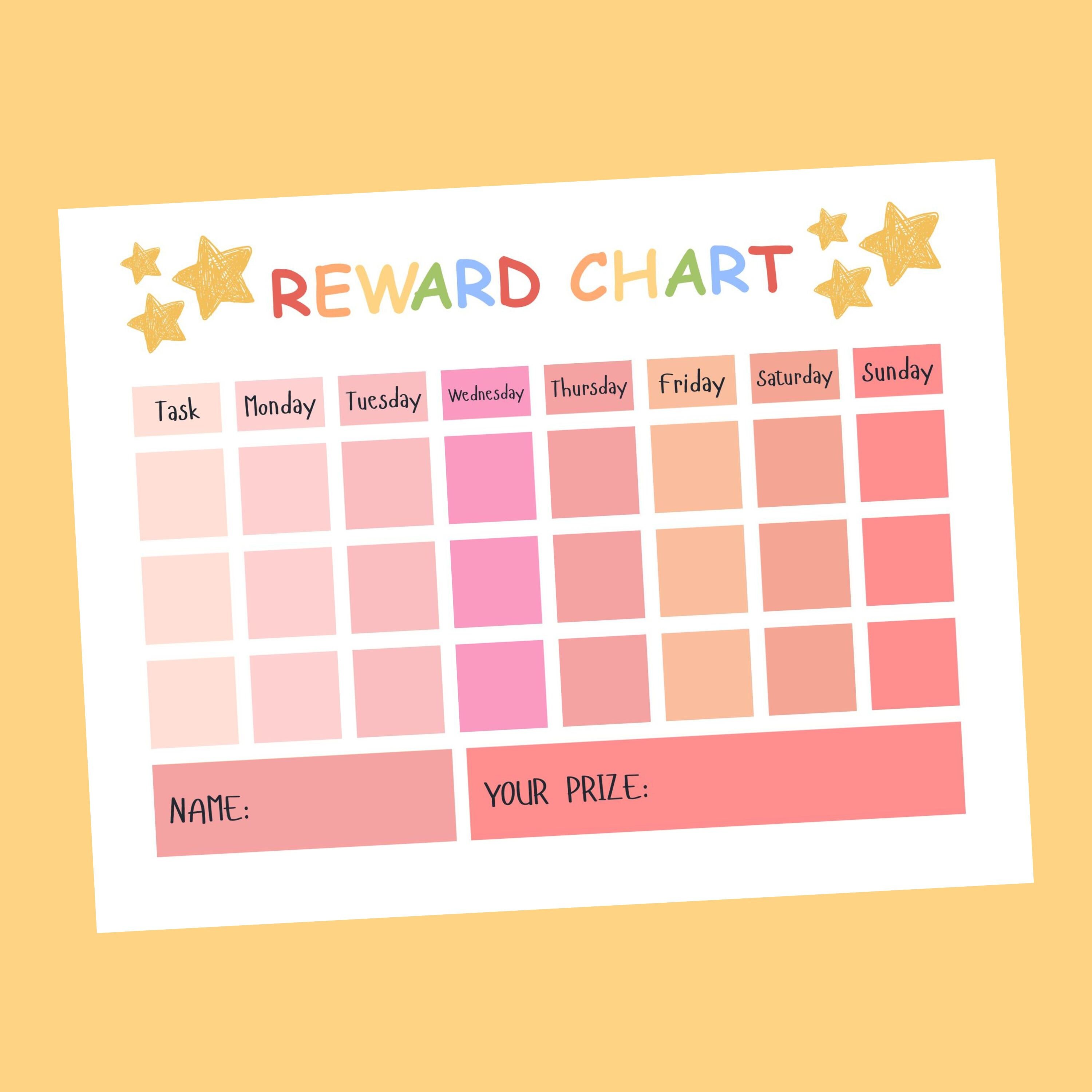 Toddler Reward Chart, Printable Star Behavior Chart, Daily Chore Chart ...