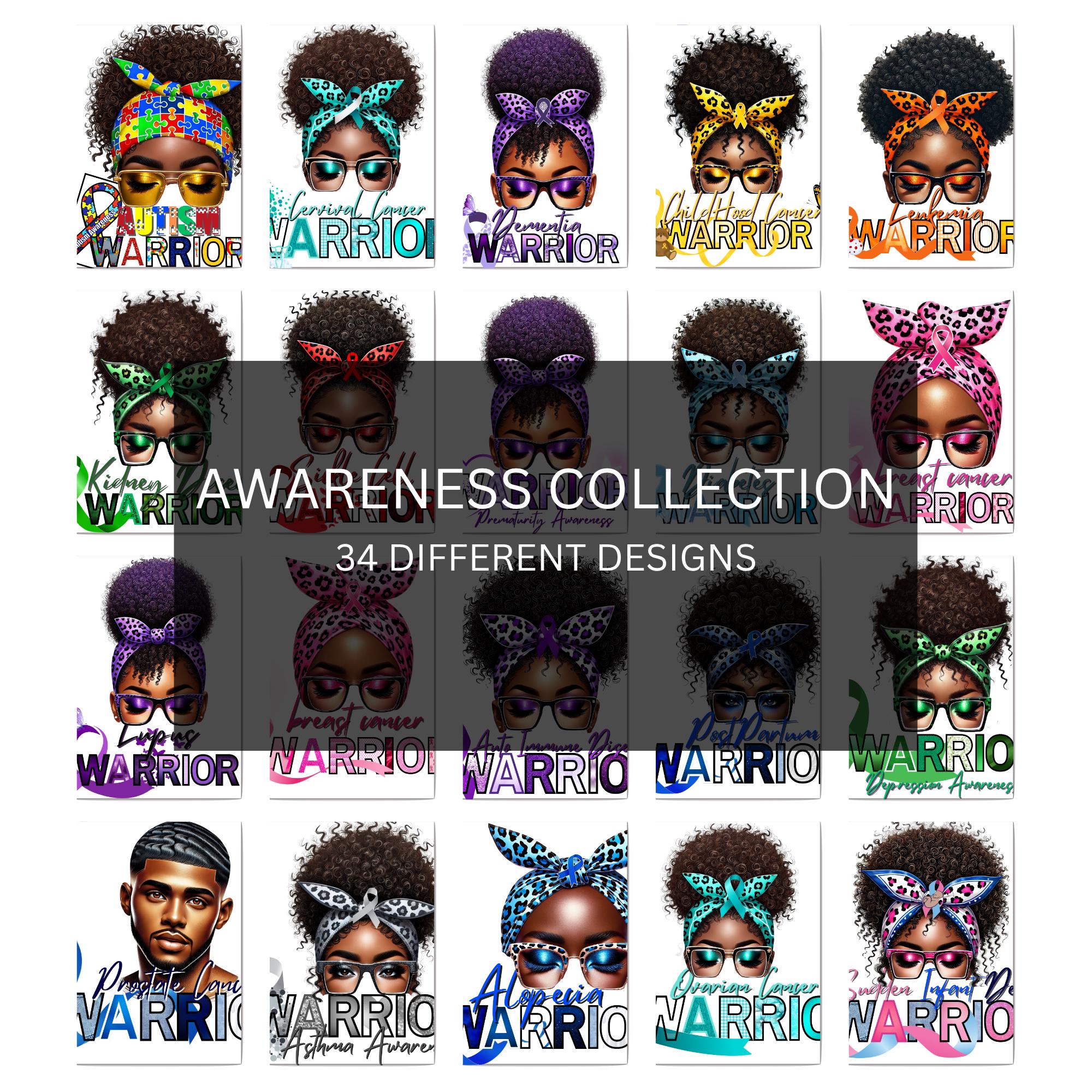 Awareness Warrior PNG Bundle – 34 Designs for Cancer, Mental Health ...