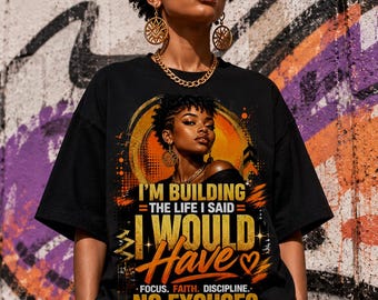PNG de Enfoque, Fe y Disciplina, Diseño de Motivación para Mujeres Afroamericanas, Sublimación de Magia de Chicas Negras PNG