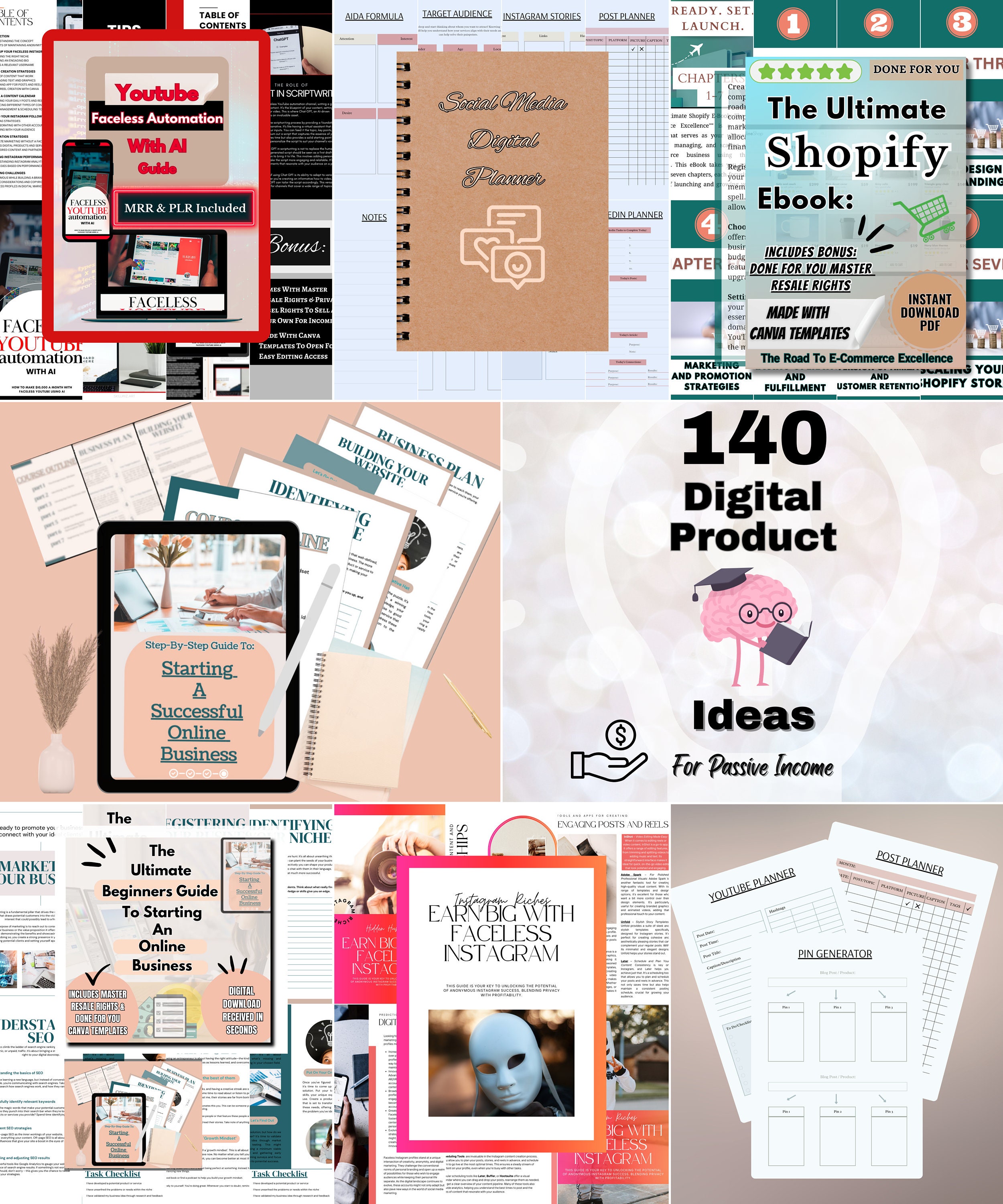 Mega-bundle Pack, Digital Marketing, Faceless Marketing, Guide, Passive ...