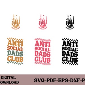 Antisoziale Dads Club SVG - Cricut Vektor Halloween gruselige Väter, die nicht gerne mit anderen zusammen sind Lustige Illustration Meme