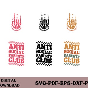 Anti-sociale Parents Club, ouders Svg, anti-sociale Svg, golvende tekst, sarcasme svg, brutale svg, sassy citaten svg