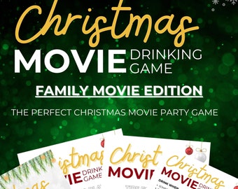 Christmas Movie Drinking Game - Family Movie Edition - Perfect Holiday Movie Companion And Party Game (4-Page PDF Instant Download)