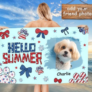 Custom Beach Towel,Portrait Pet Beach Towel,Custom Dog Beach Pool Towel, Groovy Personalized Beach Towel,Dog Mom Dog Dad Gift