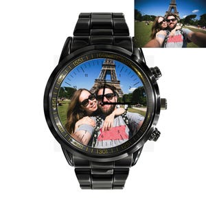Personalized Engraved Photo Watch, Custom Photo Watch, Gifts for Him, Gifts , Mens Watch, Personalized  Gift for lover, Silver Metal Watch