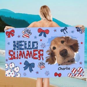 Custom Dog Face Beach Towel,Personalized Pet Photo Beach Towel, Funny Beach Towel,Custom Beach Towel With Photo And Name