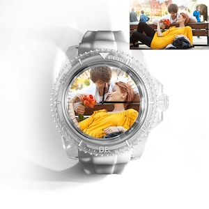 Personalized Engraved Photo Watch, Custom Photo Watch, Gifts for Him/her, Gifts , couples Watch, Personalized  Gift, Silver Metal Watch