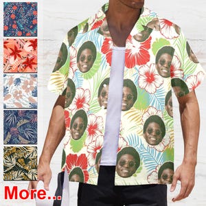 Custom Dog Face Shirt Custom Hawaiian Shirt with Pets Face,Custom Hawaiian Shirt Gifts for Dad,Personalized Men Hawaiian Button Up Shirts