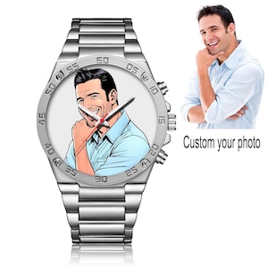 Custom cartoon face watch, Custom Watch Dial,Personalized Photo Mens Wrist Watch,Jewelry for Men, Personalized Gifts,Gift for Dad