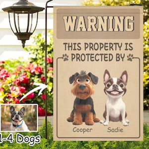 Custom Pet Portrait Warning Flag,Custom Photo Flag, Custom Memory Flag,Dog Lover Present, Dog Mom Gift,Personalized Funny Garden Flag