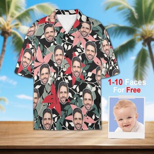 Custom hawaiian shirt with face,Personalized Tropical Vacation Gift for Him,Personalized Photo Hawaiian Shirt Birthday Gifts