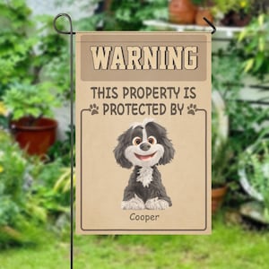Bandera de jardín con foto personalizada, bandera de advertencia, letrero de porche personalizado, bandera de jardín para mascotas, regalo para amantes de los perros, linda bandera para mascotas