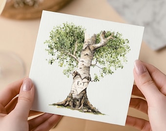 Gepersonaliseerde liefdesboomkaart - aangepaste verjaardag, bruiloft, initialen - romantische kaart voor hem of haar