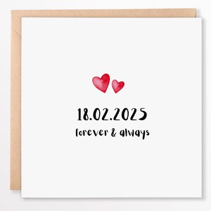 Cartão de amor personalizado - “Para sempre e sempre” com data personalizada - Cartão romântico de aniversário, casamento ou dia dos namorados - 6x6 polegadas, namorada