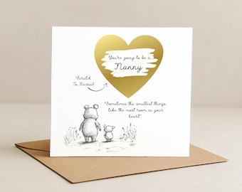 Scratch to Reveal Pregnancy Announcement Card: Winnie Bear Nanny Reveal